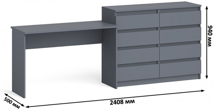Мори письменный стол МСП1200.1 + Комод МК1200.8, графит