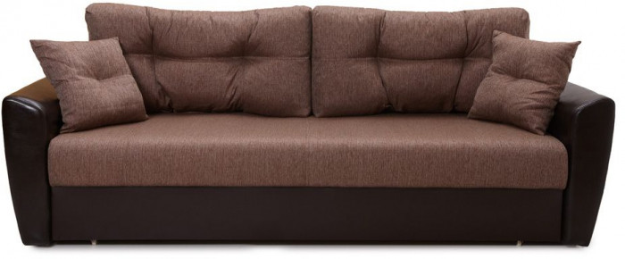 Диван-кровать Амстердам, 160х195, раскладной, еврокнижка, пружинный блок, рогожка/экокожа, коричневый
