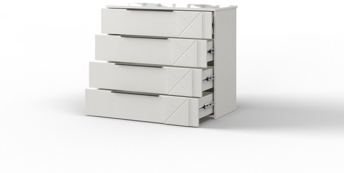 Комод четырехъящечный "Агата" - Белый текстурный/Дуб полярный