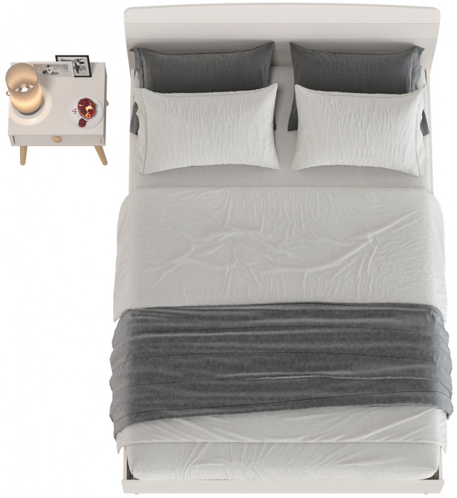 Афина Спальня Кровать 1400 + Тумба прикроватная, цвет кашемир серый, ШхГхВ 144,6х210,2х95,7 + 45х37х45 см., сп.м. 1400х2000 мм., б/м, основание есть