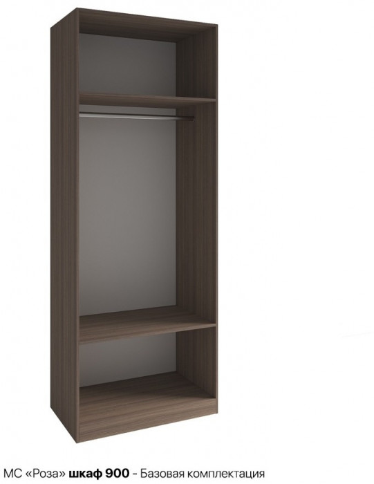 МС Роза Шкаф 900 Базовая комплектация, Ройс+ ручка скоба 1 шт., Орех Франклин карамель/Белый скин
