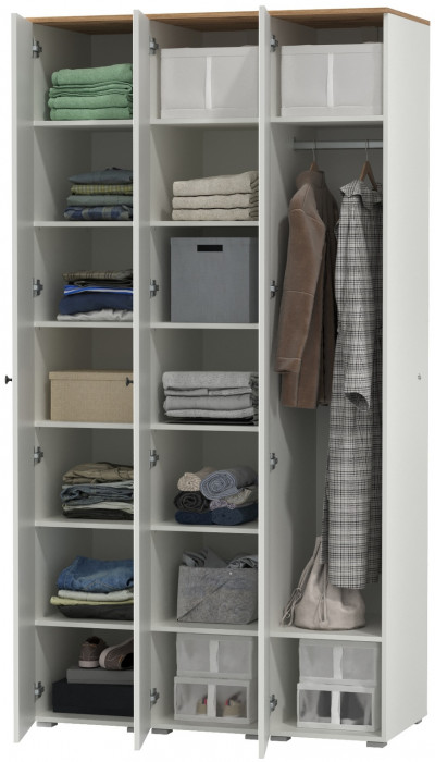 Остин 13.225 Шкаф-пенал 3 шт., цвет белый шагрень/дуб крафт золотой, ШхГхВ 120х54,3х229,6 см., универсальная сборка