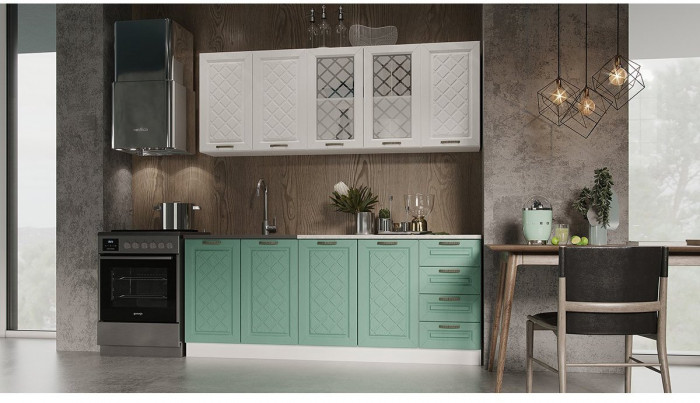 Кухня МДФ Агава 2000 (Акация белая, Белый)