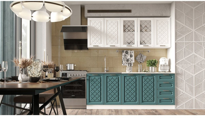 Кухня МДФ Агава 2000 (Акация белая, Белый)