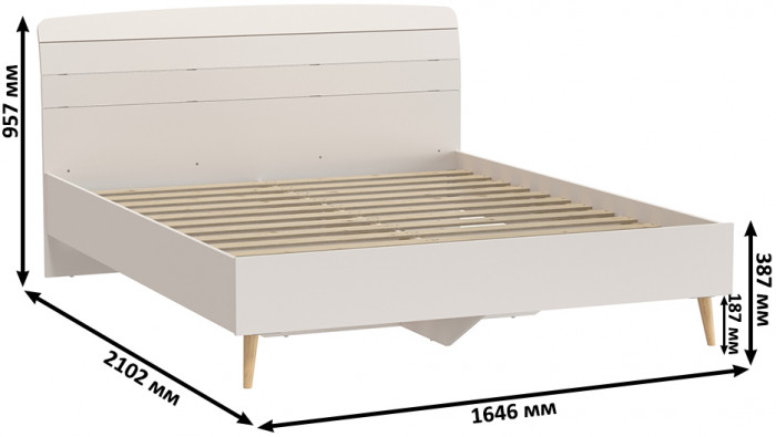 Афина Спальня Кровать 1600 + Две тумбы, цвет кашемир серый, ШхГхВ 164,6х210,2х95,6 + 2х45х37х45 см., сп.м. 1600х2000 мм., б/м, основание есть