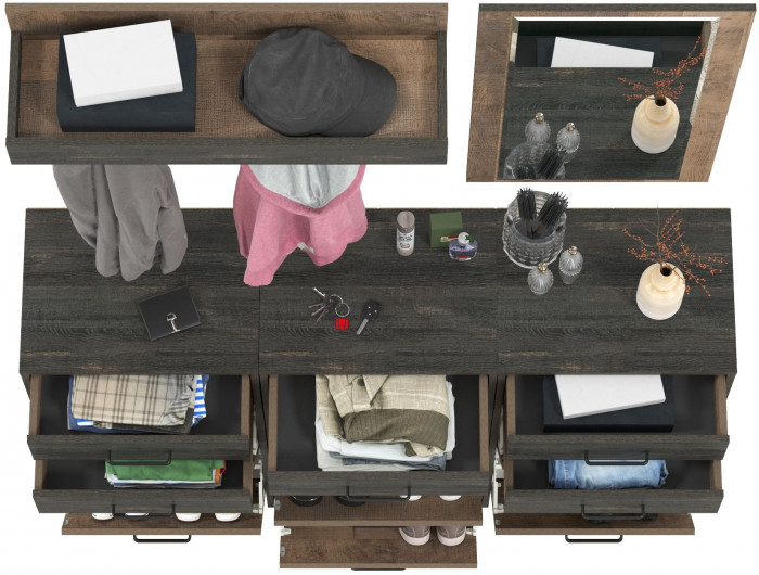 Трувор Прихожая 165, цвет дуб гранж песочный/интра, ШхГхВ 150х37х195 см., универсальная сборка