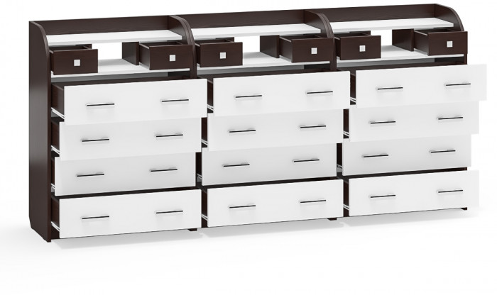 Три комода С-МД-К6 (Шесть), венге/белый шагрень