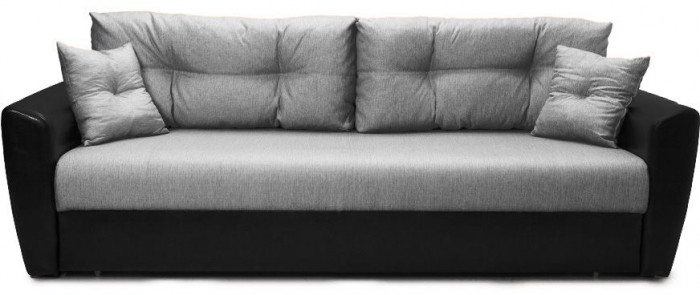 Диван-кровать Амстердам, 150х195, раскладной, еврокнижка, независимый пружинный блок, рогожка/экокожа, серый