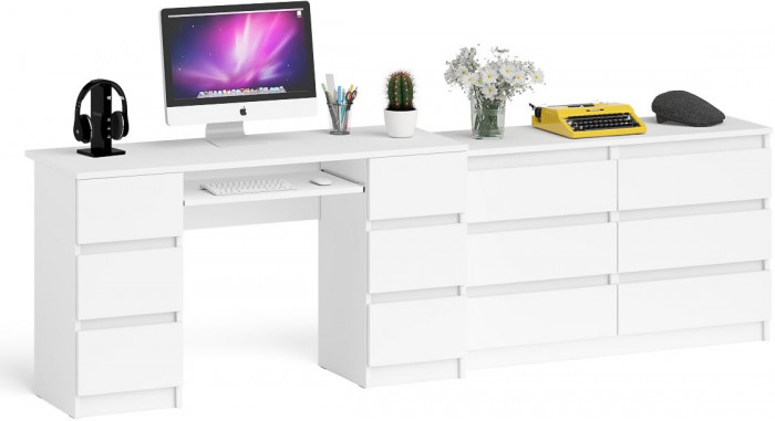 Мори компьютерный стол МС-2 + Комод МК1200.6, белый