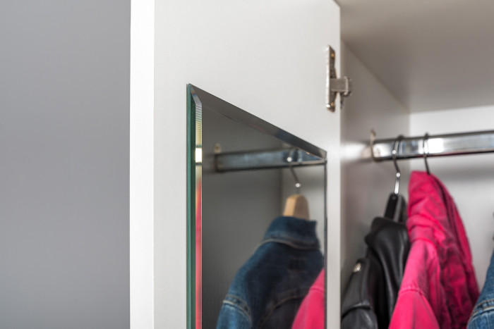 Торонто Компоновка № 11, цвет белый шагрень/стальной серый, ШхГхВ 400х53,1х195,7 см., универсальная сборка