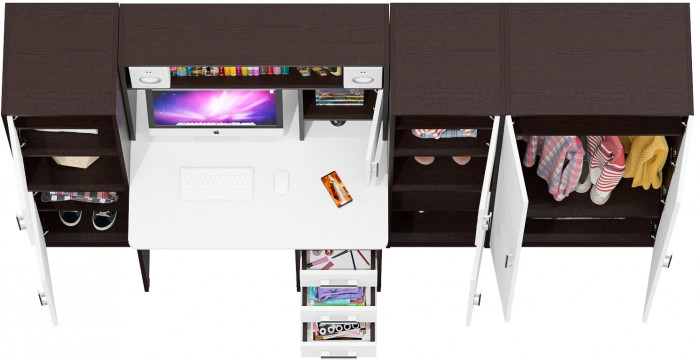 С-МД-СК9 Компоновка № 03, венге/белый шагрень