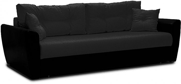 Диван-кровать Амстердам, 160х195, раскладной, еврокнижка, независимый пружинный блок, рогожка/экокожа, черный