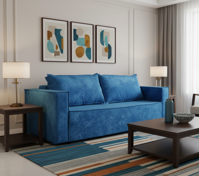 Диван-еврокнижка Лофт Люкс Плюш, 140х195, синий