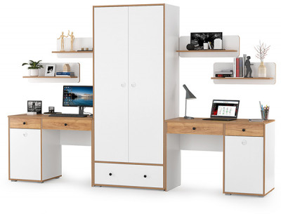 Вуди Компоновка № 27, белый премиум/дуб крафт золотой